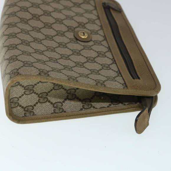 GUCCI GG Canvas Clutch Bag PVC Leather Beige Auth 54833 - Picture 3 of 16